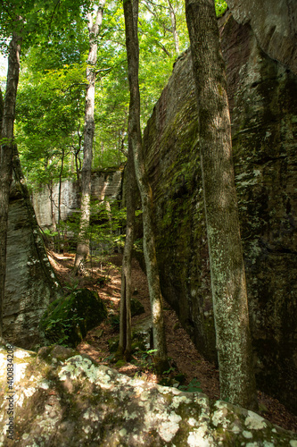 Unique rock formations on the hiking trails around Bell Smith Springs. Shawnee National Forest, Illinois.