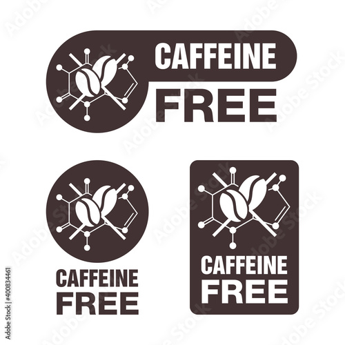 Caffeine Free sticker in 3 versions