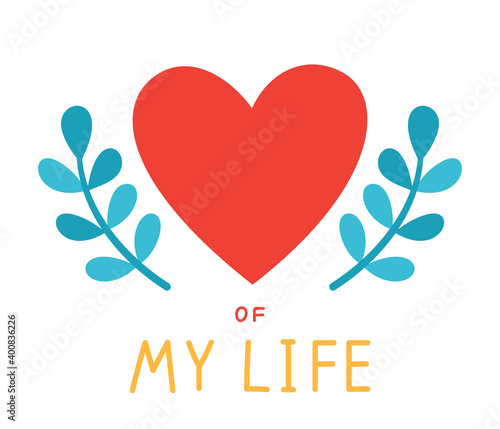 Vector card with heart and love confession for Valentines day.