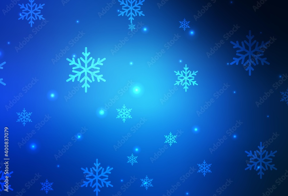 Dark BLUE vector background in Xmas style.