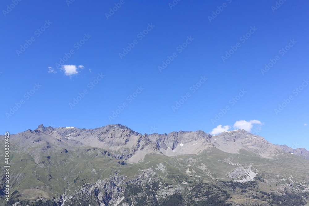 Mountains with blue sky and white clouds