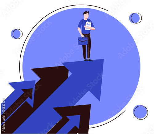 Opportunity as vision for chances and seize the target tiny persons concept. Looking for future plans for success using motivational inspiration as symbolic reach upwards scene vector illustration.