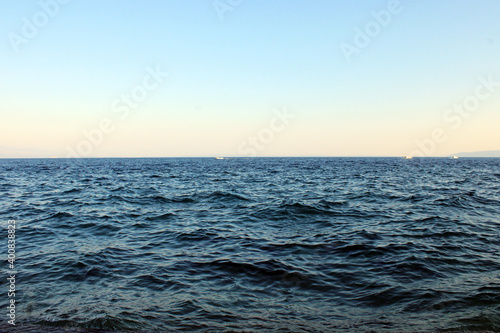 The open sea, view from the Lungomare seaside promenade Lovran-Ika-Icici-Opatija-Volosko, Kvarner bay, Adriatic coast, Croatia, Europe © rajkosimunovic1