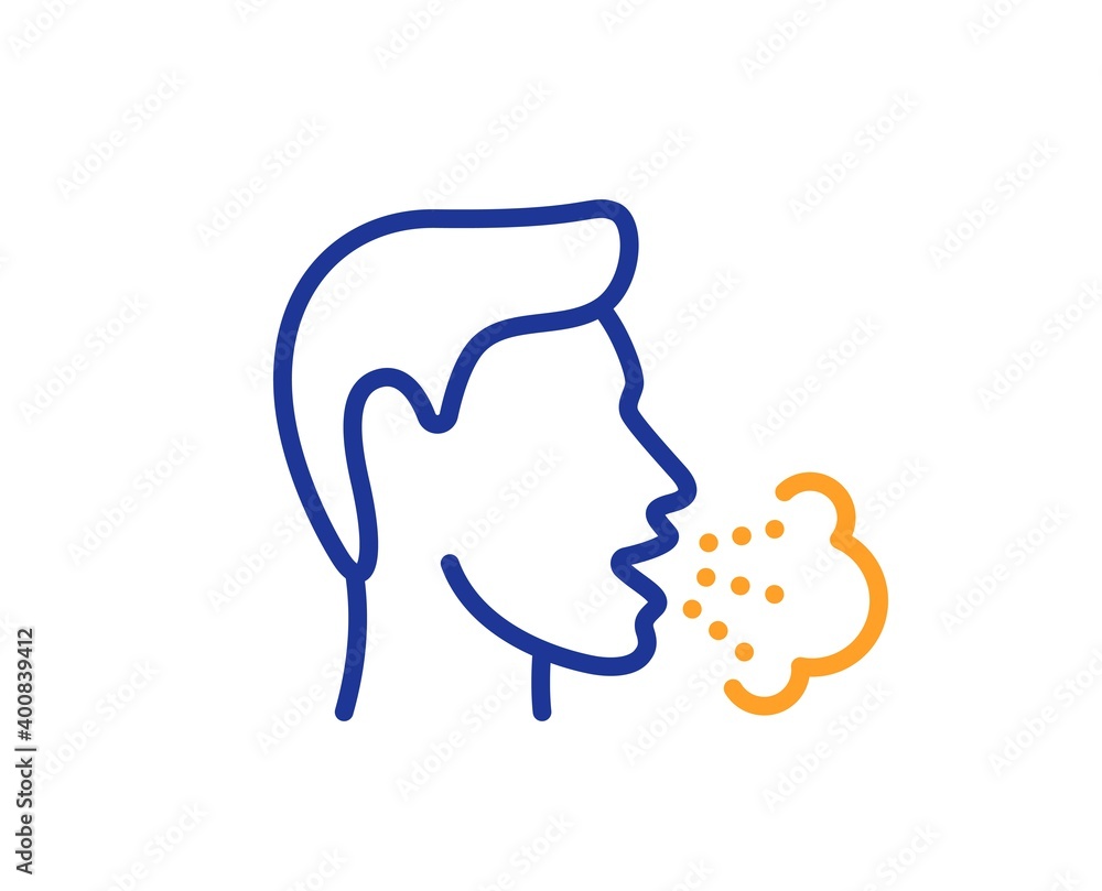 Cough line icon. Coronavirus symptom sign. Flu, sneeze or pneumonie symbol. Quality design element. Line style cough icon. Editable stroke. Vector Cough line icon. Coronavirus symptom sign. Flu, sneeze or pneumonie symbol. Quality design element. Line style cough icon. Editable stroke. Vector
