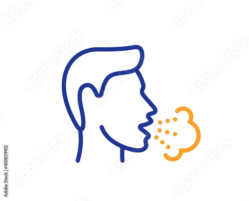 Cough line icon. Coronavirus symptom sign. Flu, sneeze or pneumonie symbol. Quality design element. Line style cough icon. Editable stroke. Vector
