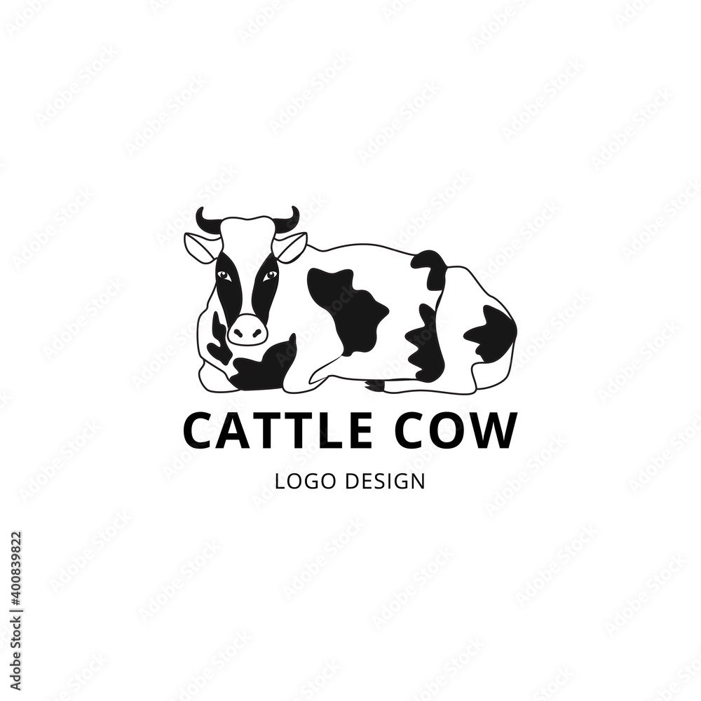 Cattle cow logo design for farm dairy or butchery vector illustration isolated. Cattle cow logo design for farm dairy or butchery vector illustration isolated.