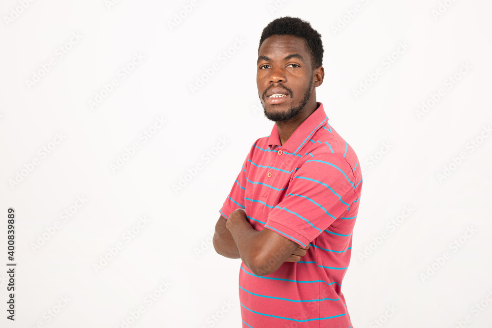 young african man on white background young african man on white background