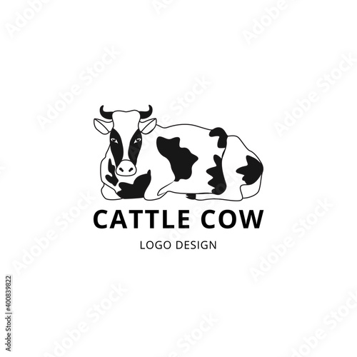Cattle cow logo design for farm dairy or butchery vector illustration isolated.