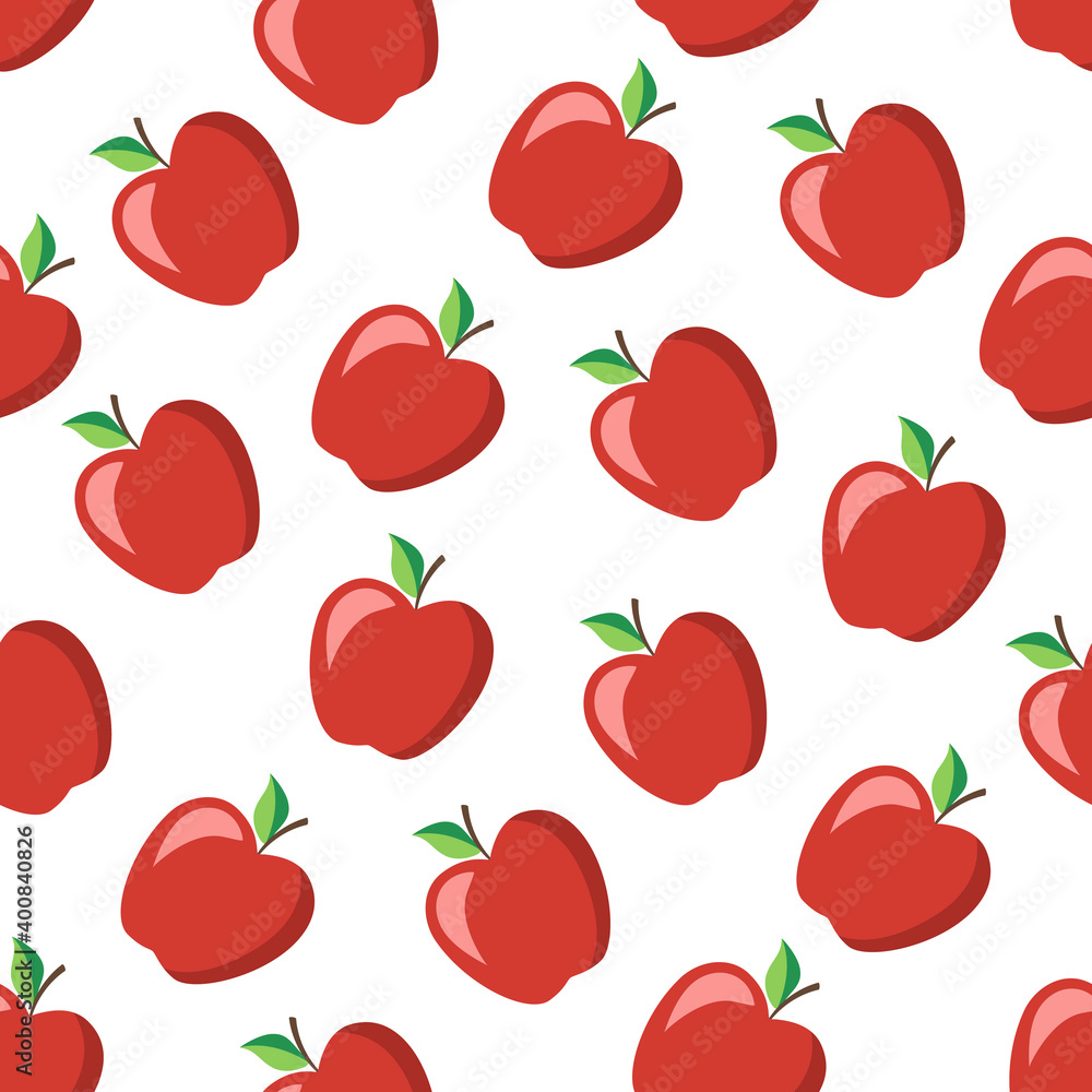 Seamless pattern with a delicious and sweet apple. This fruit design for your business projects. Ideal for fabrics and decor. Beautiful vector background. Seamless pattern with a delicious and sweet apple. This fruit design for your business projects. Ideal for fabrics and decor. Beautiful vector background.