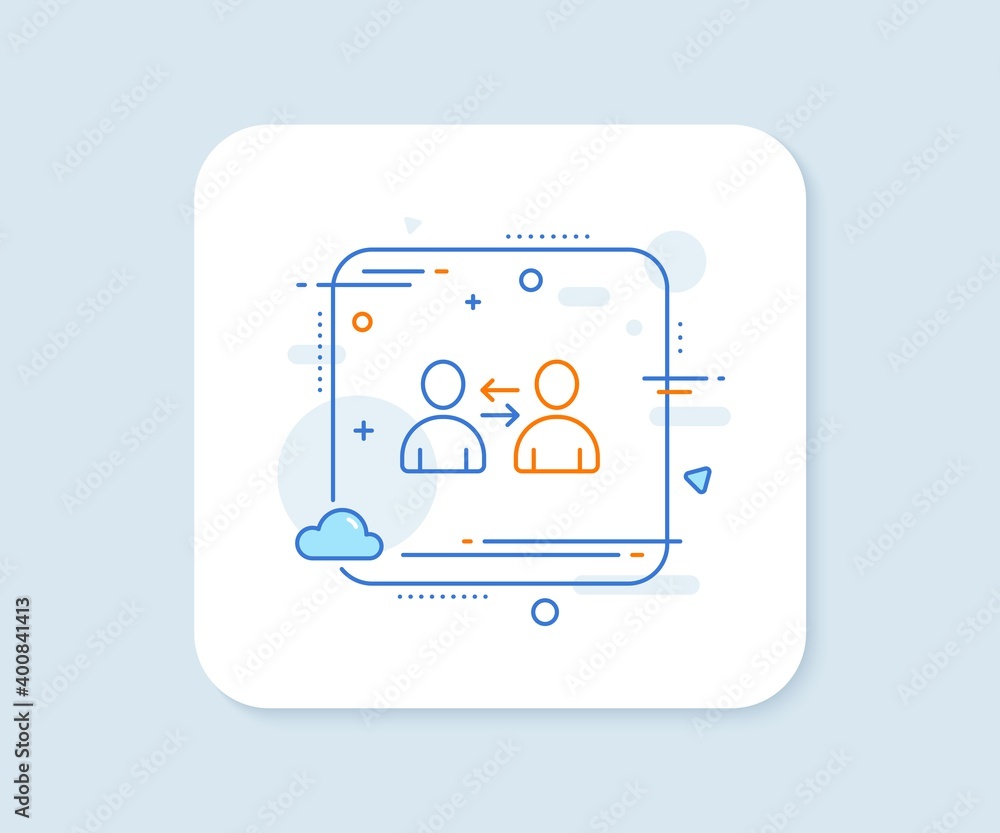 Teamwork line icon. Abstract square vector button. User communication. Profile Avatar sign. Person silhouette symbol. Communication line icon. Quality concept badge. Vector Teamwork line icon. Abstract square vector button. User communication. Profile Avatar sign. Person silhouette symbol. Communication line icon. Quality concept badge. Vector