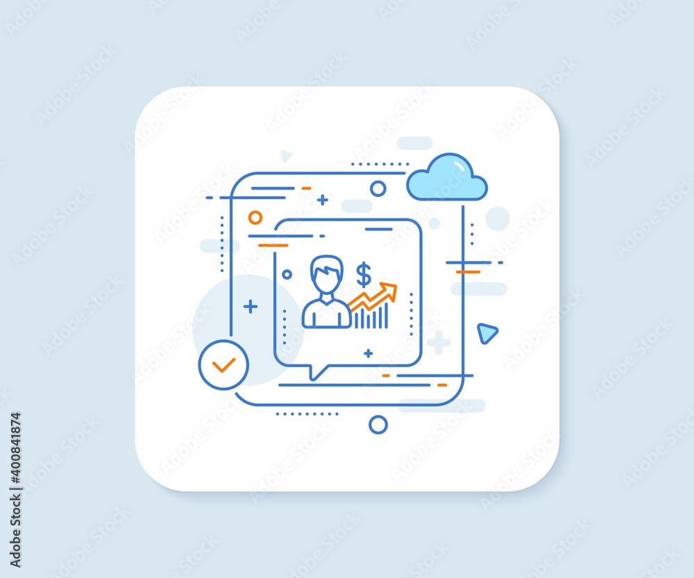 Business results line icon. Abstract vector button. Dollar with Growth chart sign. Business growth line icon. Speech bubble concept. Vector Business results line icon. Abstract vector button. Dollar with Growth chart sign. Business growth line icon. Speech bubble concept. Vector