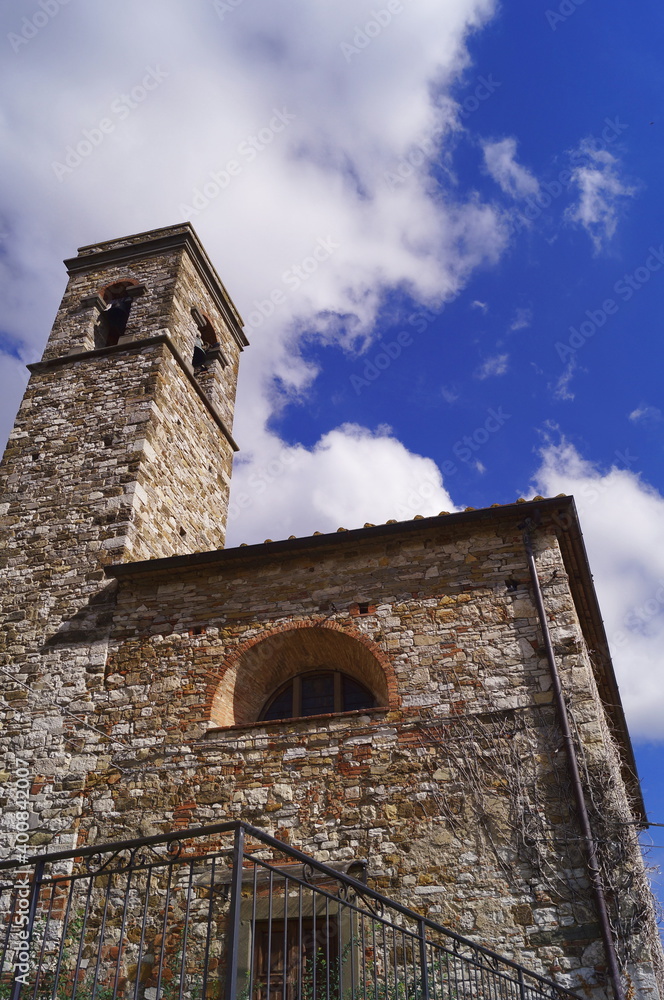 Santo Stefano church in the ancient medieval village of Montefioralle, Tuscany, Italy