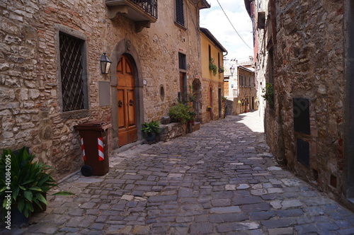 Typical street in the ancient medieval village of Montefioralle  Tuscany  Italy
