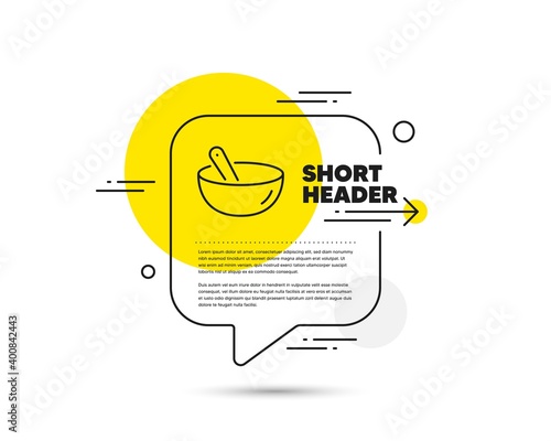 Cooking mix line icon. Speech bubble vector concept. Bowl with spoon sign. Food preparation symbol. Cooking mix line icon. Abstract bubble balloon badge. Vector