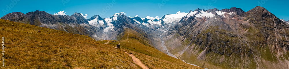 High resolution stitched panorama of a beautiful alpine view at the famous Hohe Mut summit, Obergurgl, Oetztal, Tyrol, Austria High resolution stitched panorama of a beautiful alpine view at the famous Hohe Mut summit, Obergurgl, Oetztal, Tyrol, Austria
