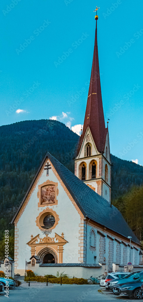 Beautiful church at Laengenfeld, Oetztal, Tyrol, Austria