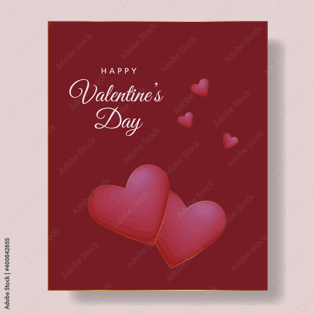 Romantic happy valentine's day card red background and flower with hearts premium Vector Romantic happy valentine's day card red background and flower with hearts premium Vector
