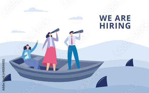 Choice of the best employee and we are hiring banner flat vector illustration.