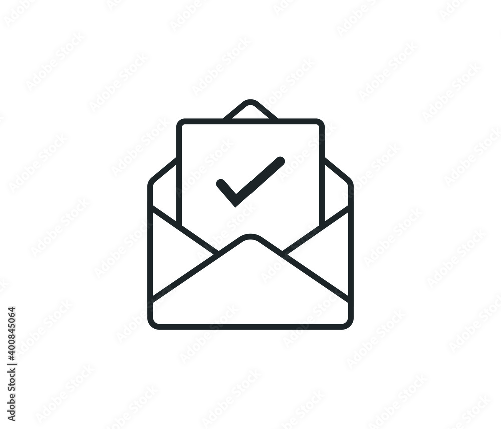 Modern vector icon of confirmation letter, approved document and email checklist. quality vector illustration concept. Flat line icon symbol. Flat design image isolated on white background.
Modern vector icon of confirmation letter, approved document and email checklist. quality vector illustration concept. Flat line icon symbol. Flat design image isolated on white background.