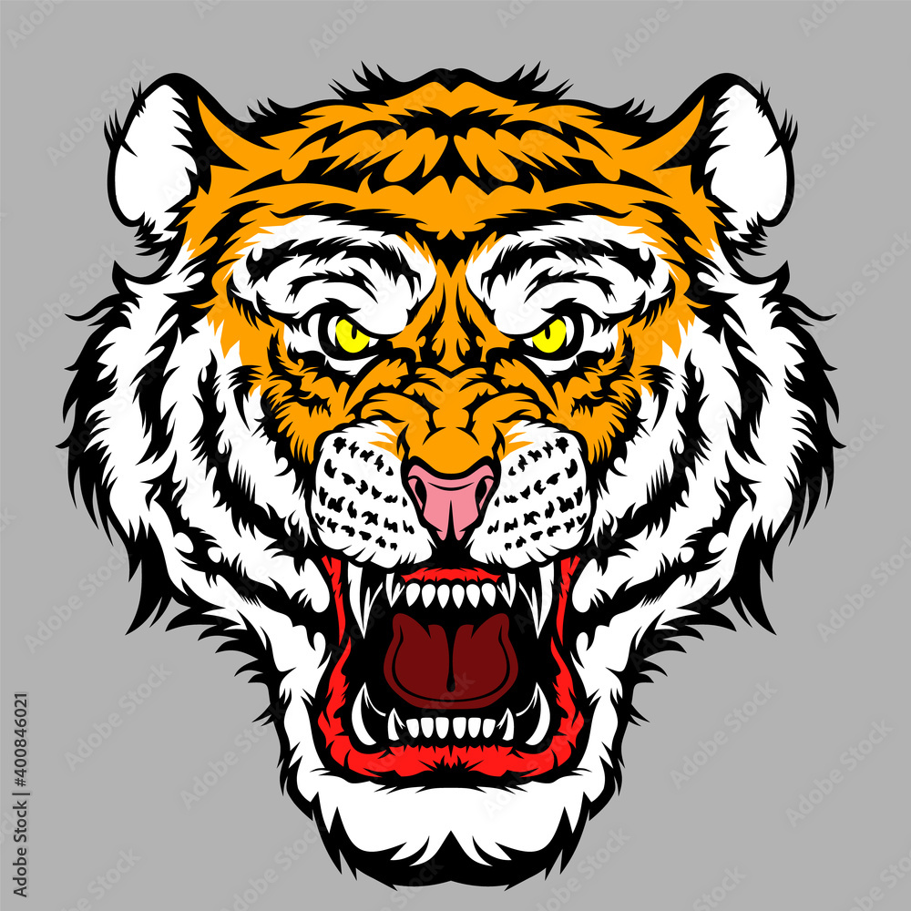 Angry tiger head. Angry tiger head.