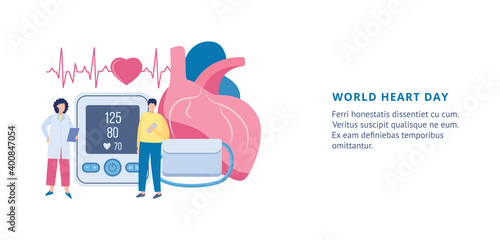 Vector landing page template with concept of World heart day