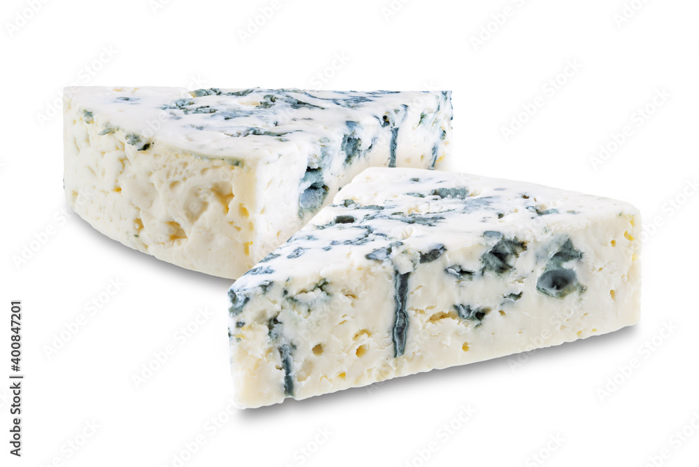 Blue cheese on a white isolated background Blue cheese on a white isolated background