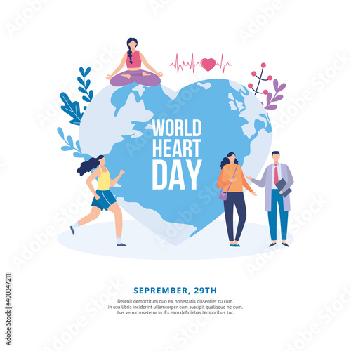 Colorful poster with concept of global world heart day a vector illustration