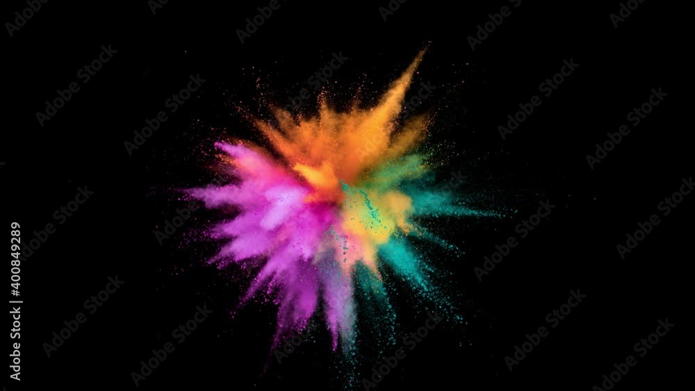 Super slow motion of coloured powder explosion isolated on black background. Filmed on high speed cinema camera, 1000fps. Super slow motion of coloured powder explosion isolated on black background. Filmed on high speed cinema camera, 1000fps.