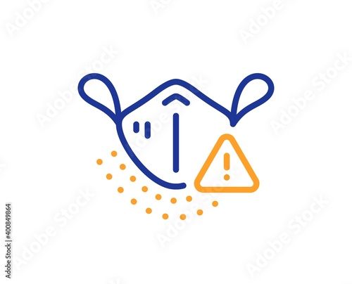 Medical mask line icon. Safety breathing respiratory mask sign. Coronavirus face protection symbol. Quality design element. Line style medical mask icon. Editable stroke. Vector