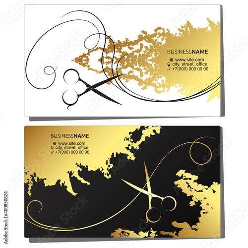 Business card gold pattern design for beauty salon and stylist