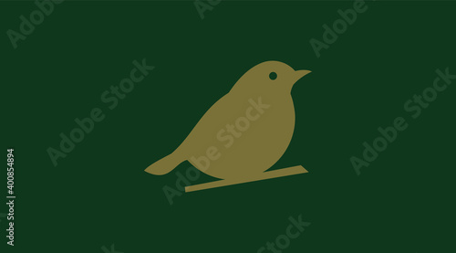 Golden vector bird icon. Vector bir symbol eps
