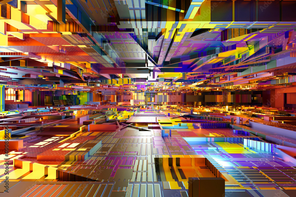 3D rendered illustration of illuminated colorful abstract mother board 3D rendered illustration of illuminated colorful abstract mother board
