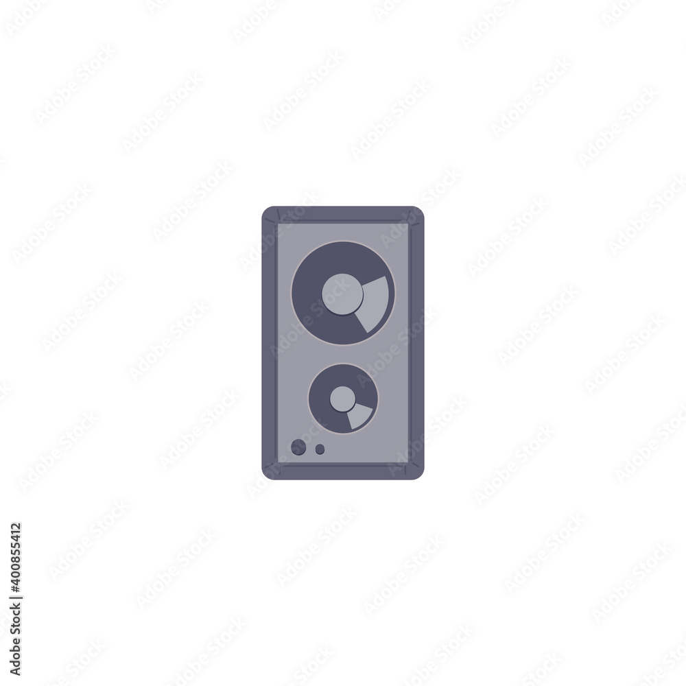 Icon of bass column of sound loudspeaker flat vector illustration isolated. Icon of bass column of sound loudspeaker flat vector illustration isolated.