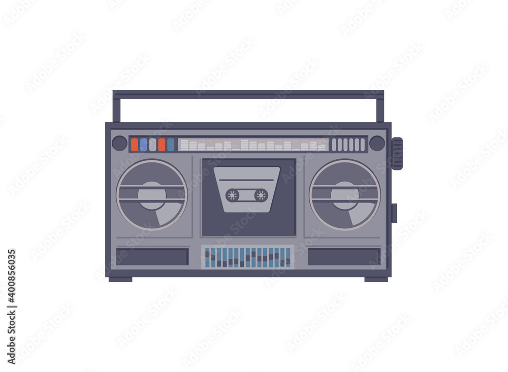 Audio retro cassette tape recorder a vector isolated illustration