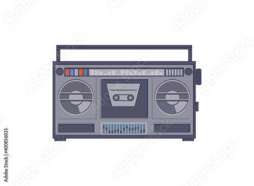 Audio retro cassette tape recorder a vector isolated illustration