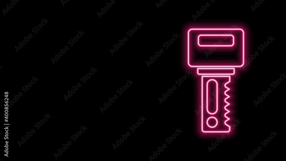 Glowing neon line Car key with remote icon isolated on black background. Car key and alarm system. 4K Video motion graphic animation Glowing neon line Car key with remote icon isolated on black background. Car key and alarm system. 4K Video motion graphic animation