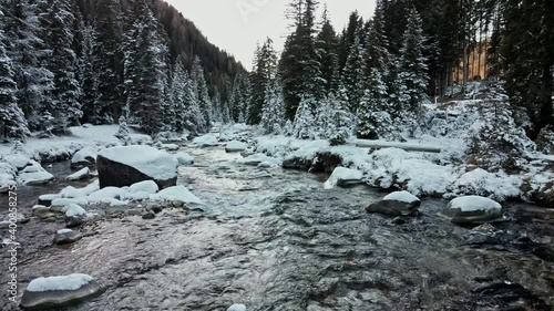 snowing in the dolomiti's mountain