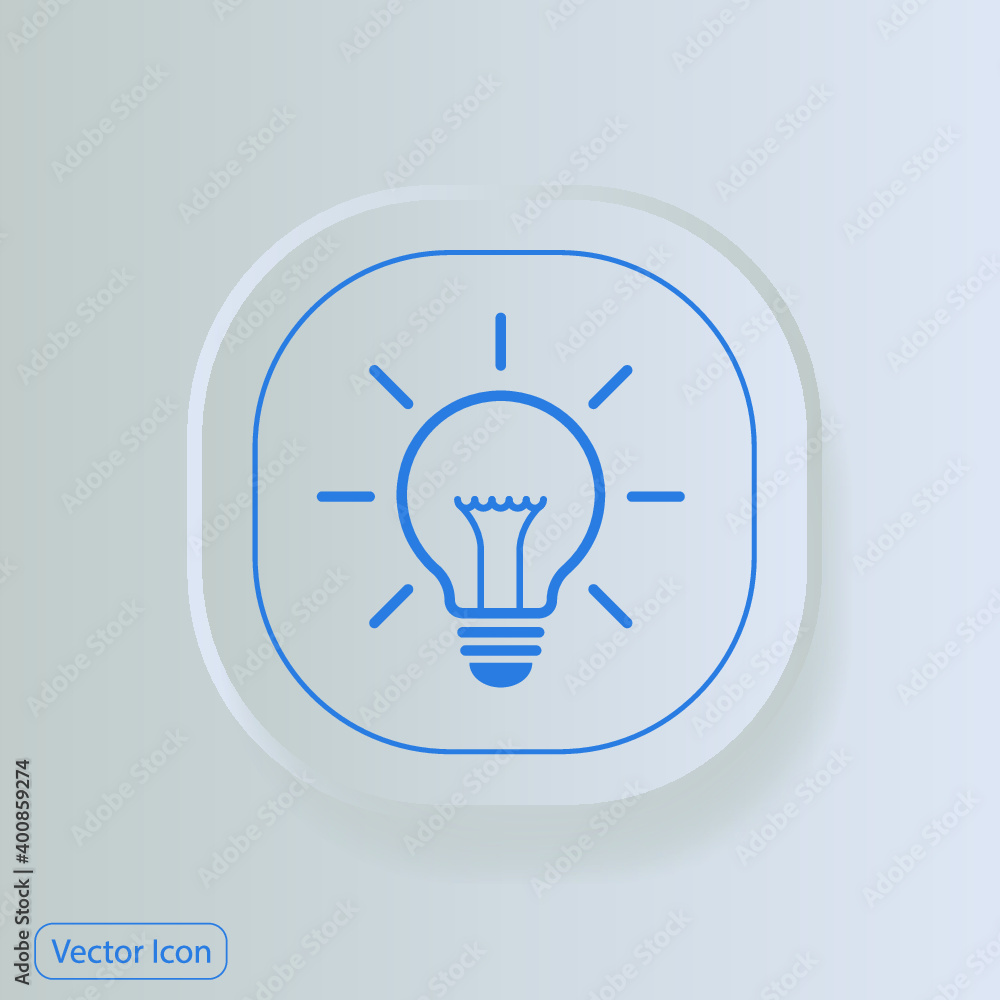 Light bulb Icon on Square grey Internet Button Original Illustration Light bulb Icon on Square grey Internet Button Original Illustration