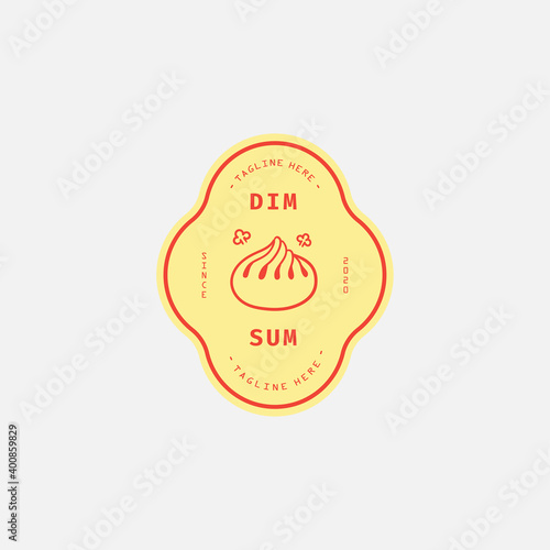 Dim sum logo design vector template. Vector label Chinese cuisine steamed dumpling.