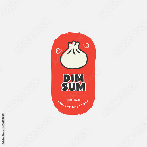 Dim sum logo design vector template. Vector label Chinese cuisine steamed dumpling.