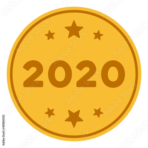 Vector 2020 gold coin illustration. An isolated illustration on a white background. photo