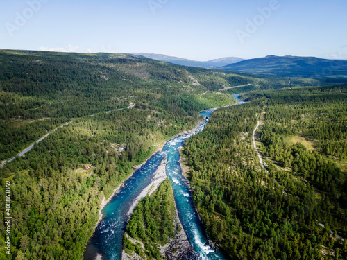 River flowing through national park of Jotunheimen National park, Norway