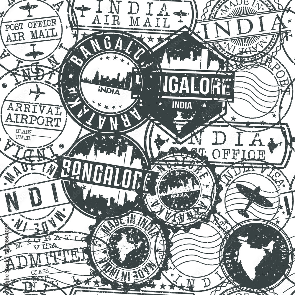 Bangalore India Stamps Background. City Stamp Vector Art. Postal Passport Travel. Design Set Pattern. Bangalore India Stamps Background. City Stamp Vector Art. Postal Passport Travel. Design Set Pattern.
