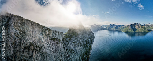 Beautiful landscape scenery of Segla mountain by sea at Norway photo