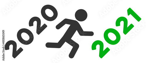 Vector man run to 2021 illustration. An isolated illustration on a white background.