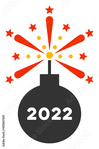 Vector 2022 fireworks detonator illustration. An isolated illustration on a white background.