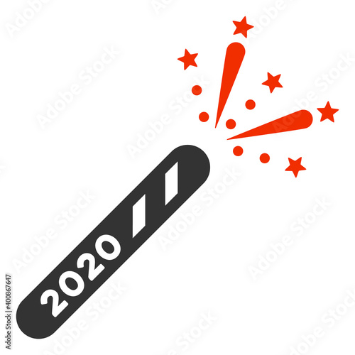 Vector 2020 firecracker illustration. An isolated illustration on a white background.