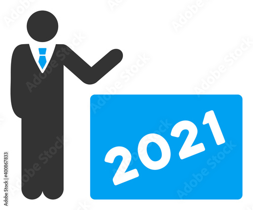 Vector 2021 showing man illustration. An isolated illustration on a white background.