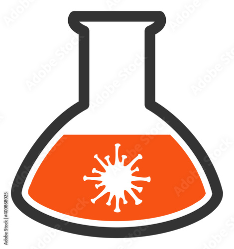 Vector virus analysis retort illustration. An isolated illustration on a white background.