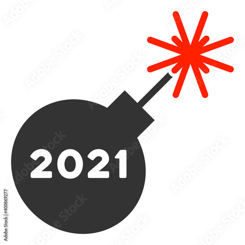 Vector 2021 petard illustration. An isolated illustration on a white background.
